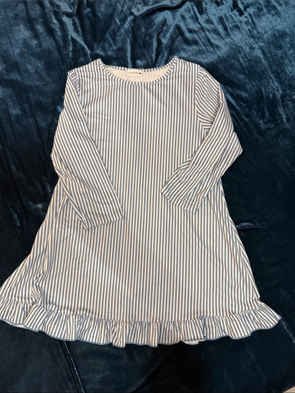 Striped Blue & White Ruffle-Hem Tunic